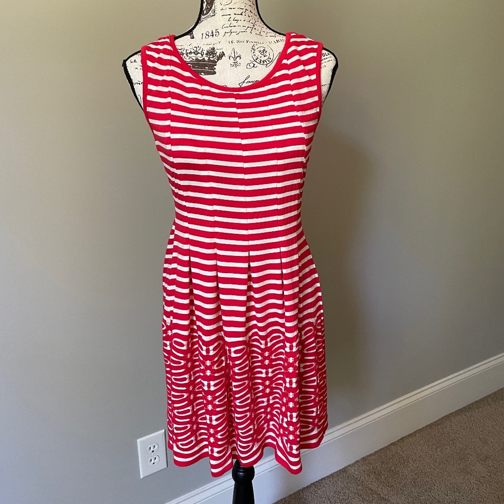 Max Studio Red Stripped Dress Size Small